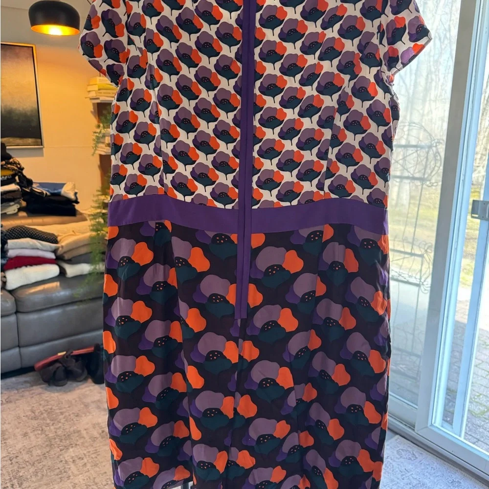 Boden Purple Multicolor Patterned Midi Dress - Picture 2 of 5